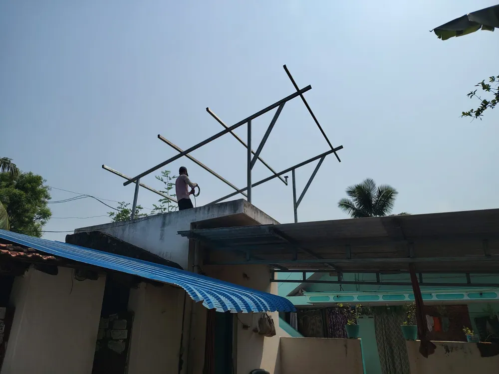 Mounting frame under construction